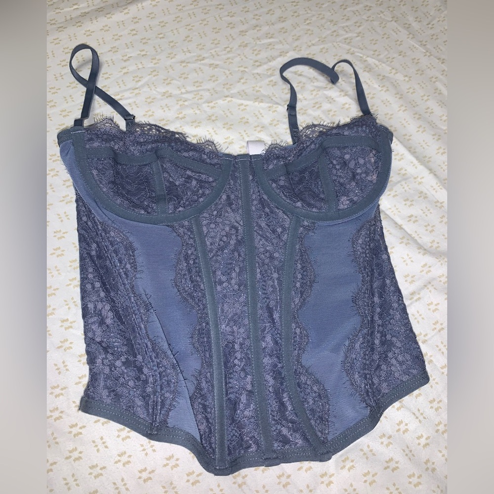 urban outfitters out from under modern love corset slate blue size S